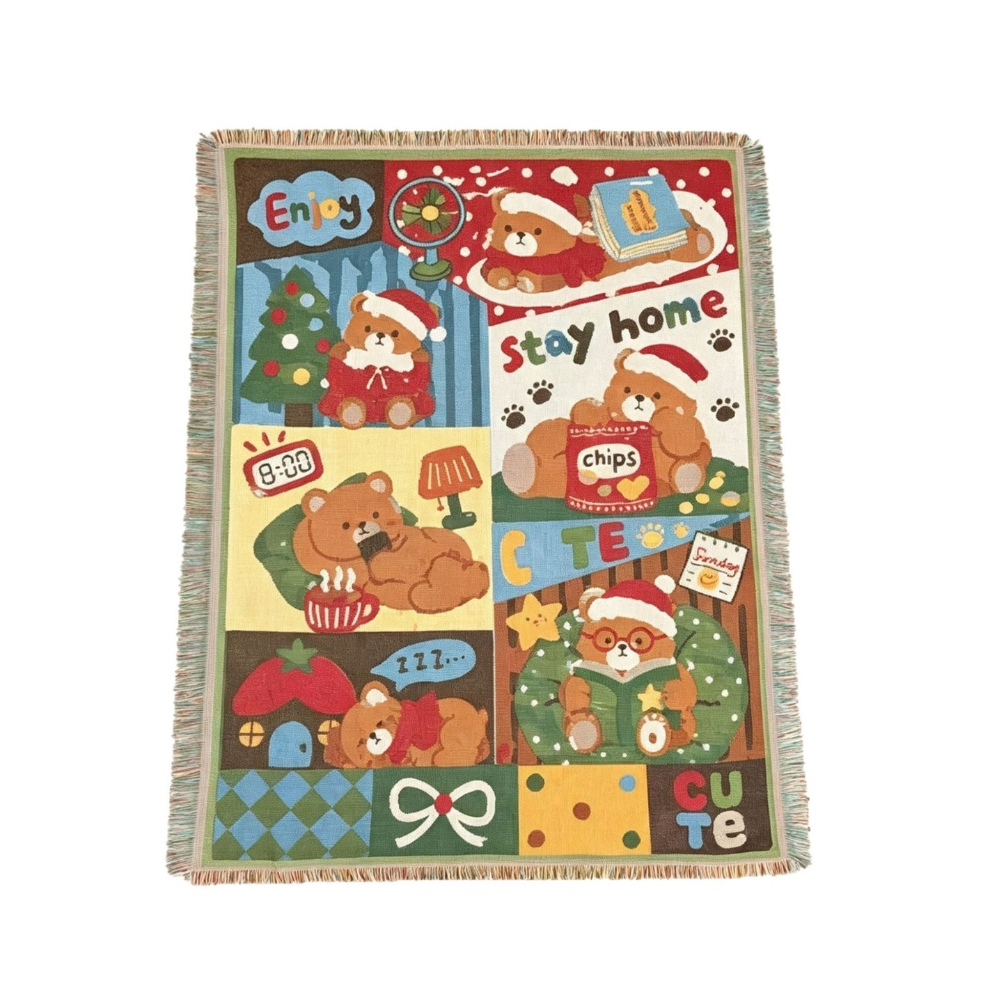 Gemütliche Cartoon-Themen Woven Throw-Decke