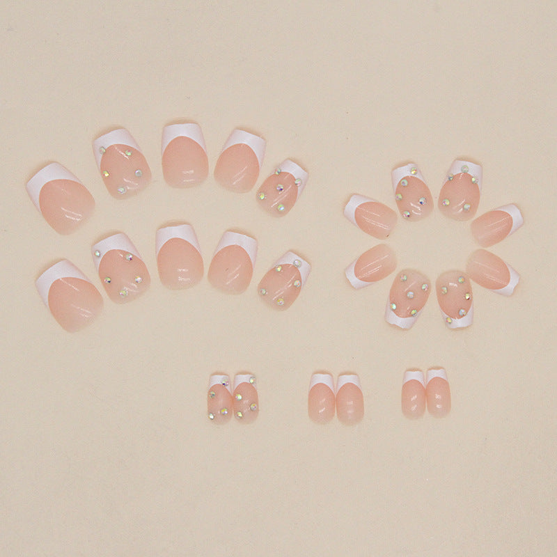 Elegante Strass Französische Spitze Nagelkunst Brehn