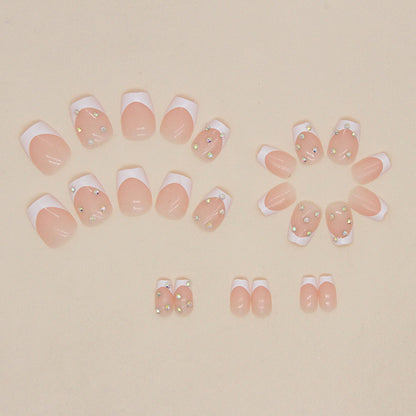 Elegante Strass Französische Spitze Nagelkunst Brehn
