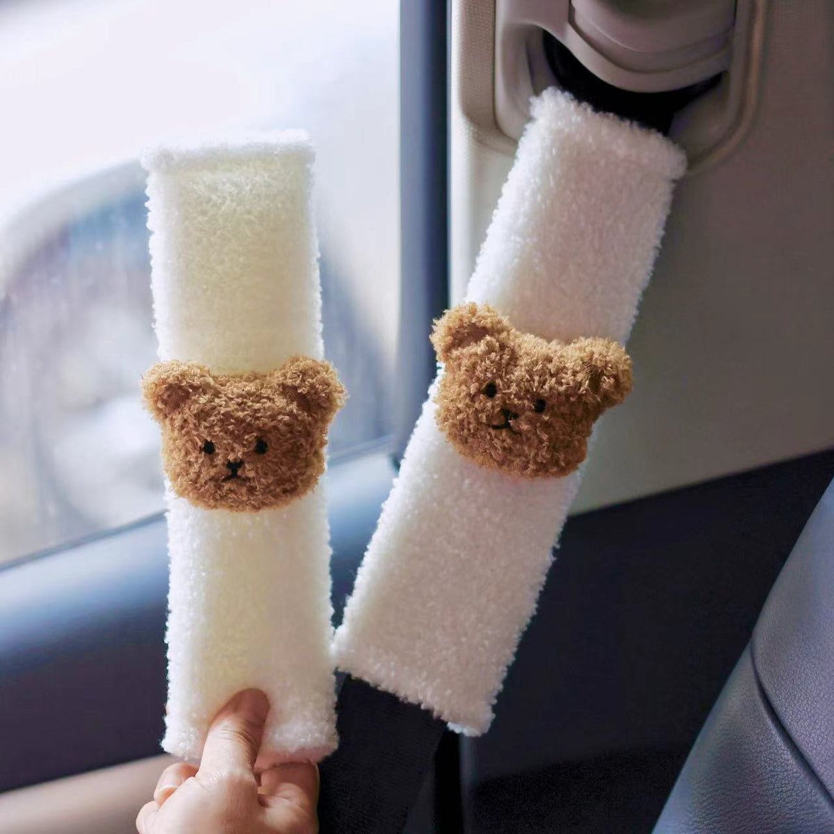 Plüsch Sicherheitsgurt Schulterpolsterabdeckung mit niedlicher Teddyapplikation