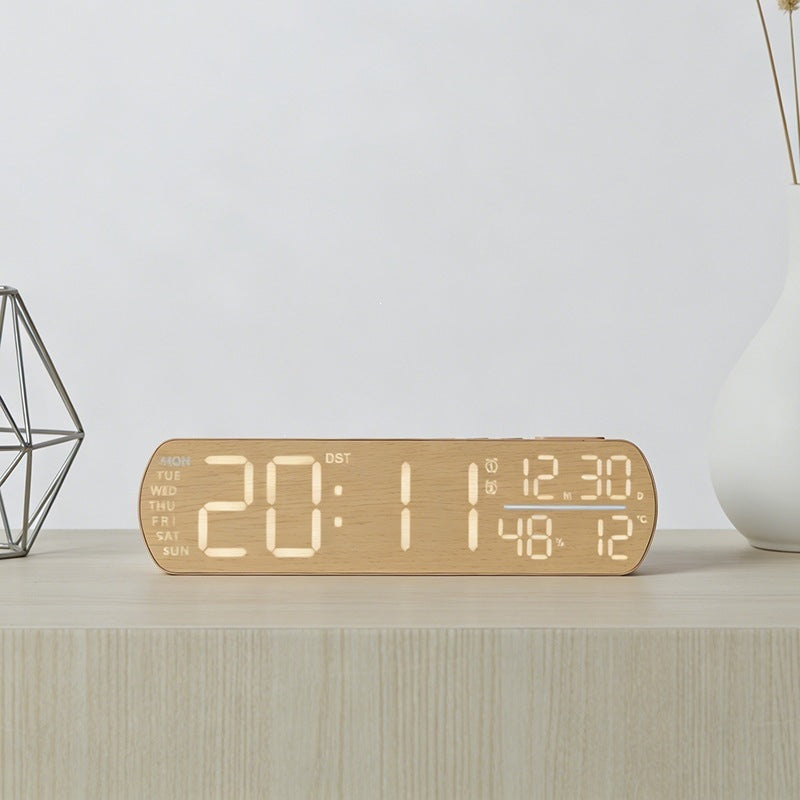 Digitaler Wecker mit Holzoptik und Temperaturanzeige Brehn