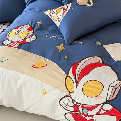 Kinder-Bettwäsche-Set mit Cartoon-Astronautenmotiv aus weicher Mikrofaser