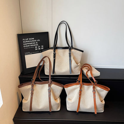 Vielseitige Canvas-Tote-Tasche mit Lederakzenten
