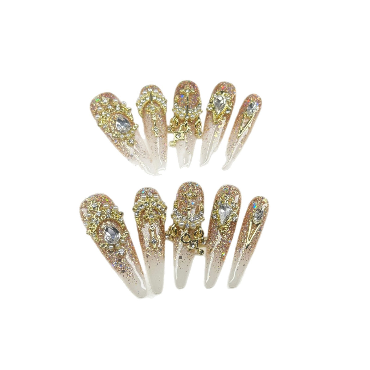 Glitzerndes dekoratives Press-On-Nagelkunst-Set