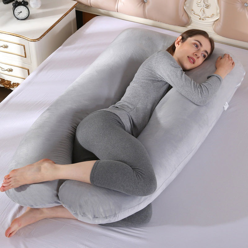 ergonomisches U-förmiges Ganzkörper-Schwangerschaftskissen mit abnehmbarem waschbarem Veloursbezug und verstellbarem Innenteil Brehn