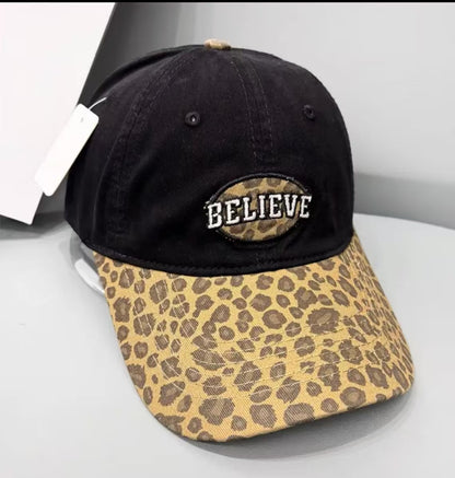 Damen Freizeit Leopard Druck Baseballmütze Brehn