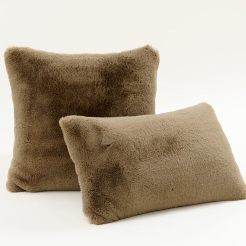 Plüsch-Faux-Fur-Quadrat- und Lendenkissen-Set mit weichem Mikrofaser-Rücken