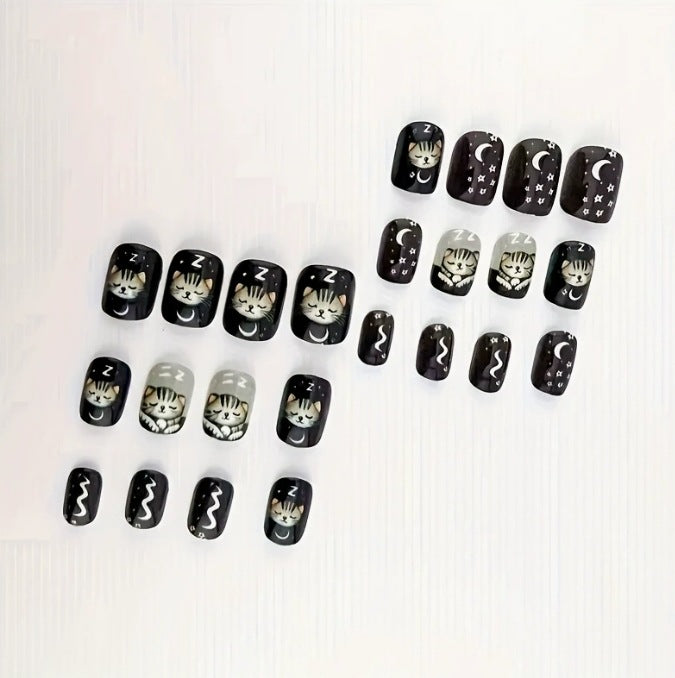 Verspielt Kätzchen-Themen Nagelkunst Brehn