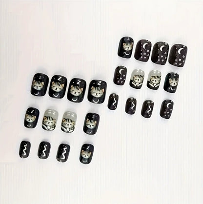 Verspielt Kätzchen-Themen Nagelkunst Brehn