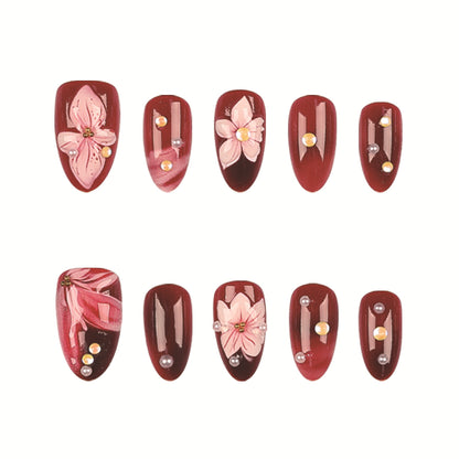 Elegante florale Acryl-Nagelspitzen-Set