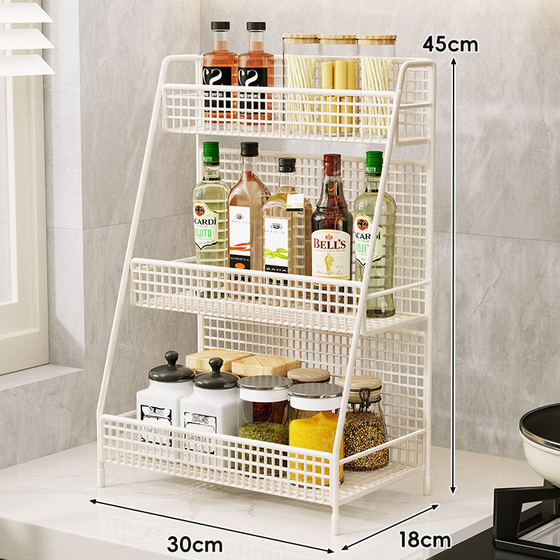 Drei-Tier-Mesh-Arbeitsplatten-Küchenorganisator-Regal für Flaschen und Gewürze