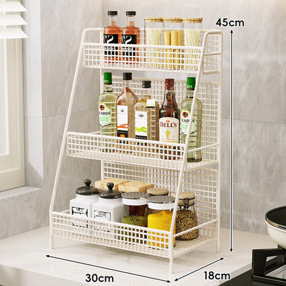 Drei-Tier-Mesh-Arbeitsplatten-Küchenorganisator-Regal für Flaschen und Gewürze