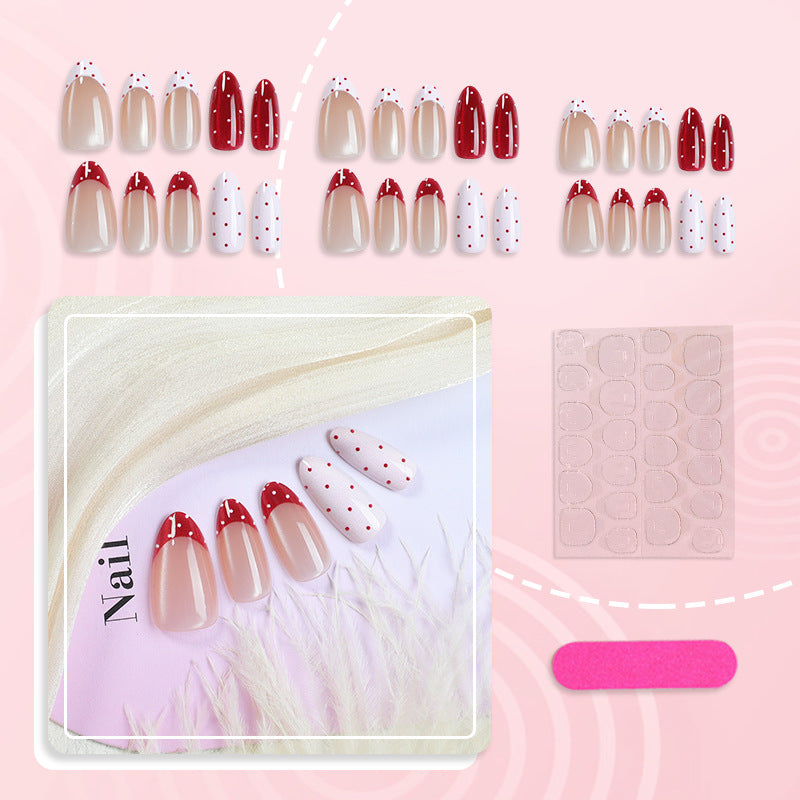 Stylisches Punktmuster Press-On Nagelkunst Set