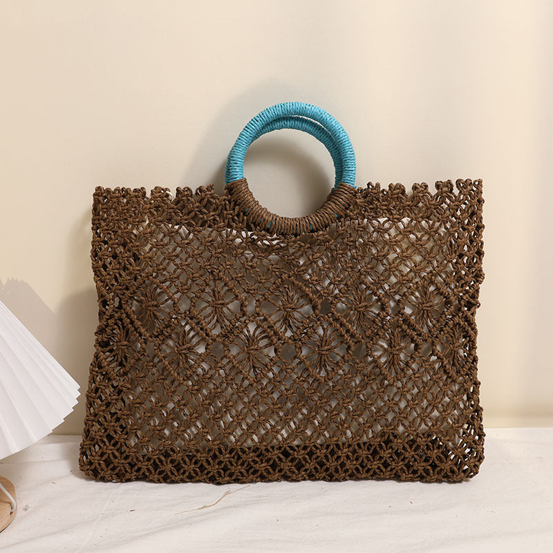 Damen Handgefertigte Strandtasche mit auffälligem Ringgriff Brehn