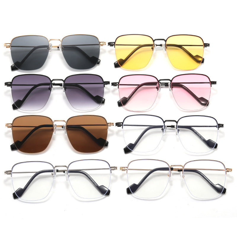 Damen Designer-Brille mit quadratischem Rahmen und glänzender Metallstruktur Brehn