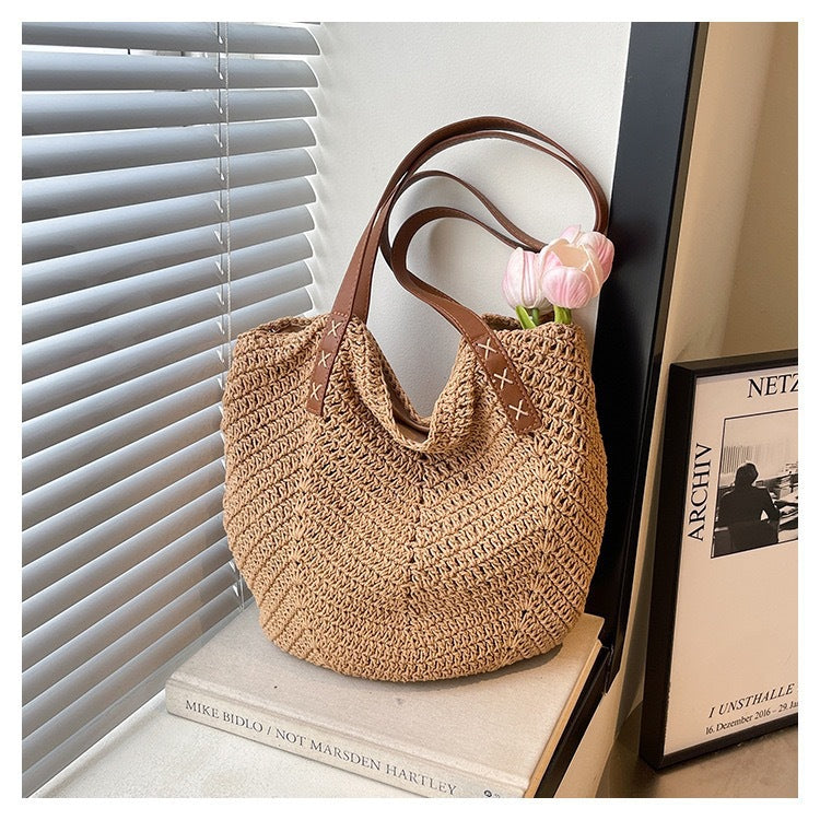 Elegante Makramee-Shopper mit Markanten Lederträgern Brehn