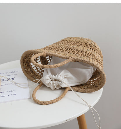 Handgefertigte Rattan-Tasche mit Einem Abnehmbaren Futtereinsatz Brehn