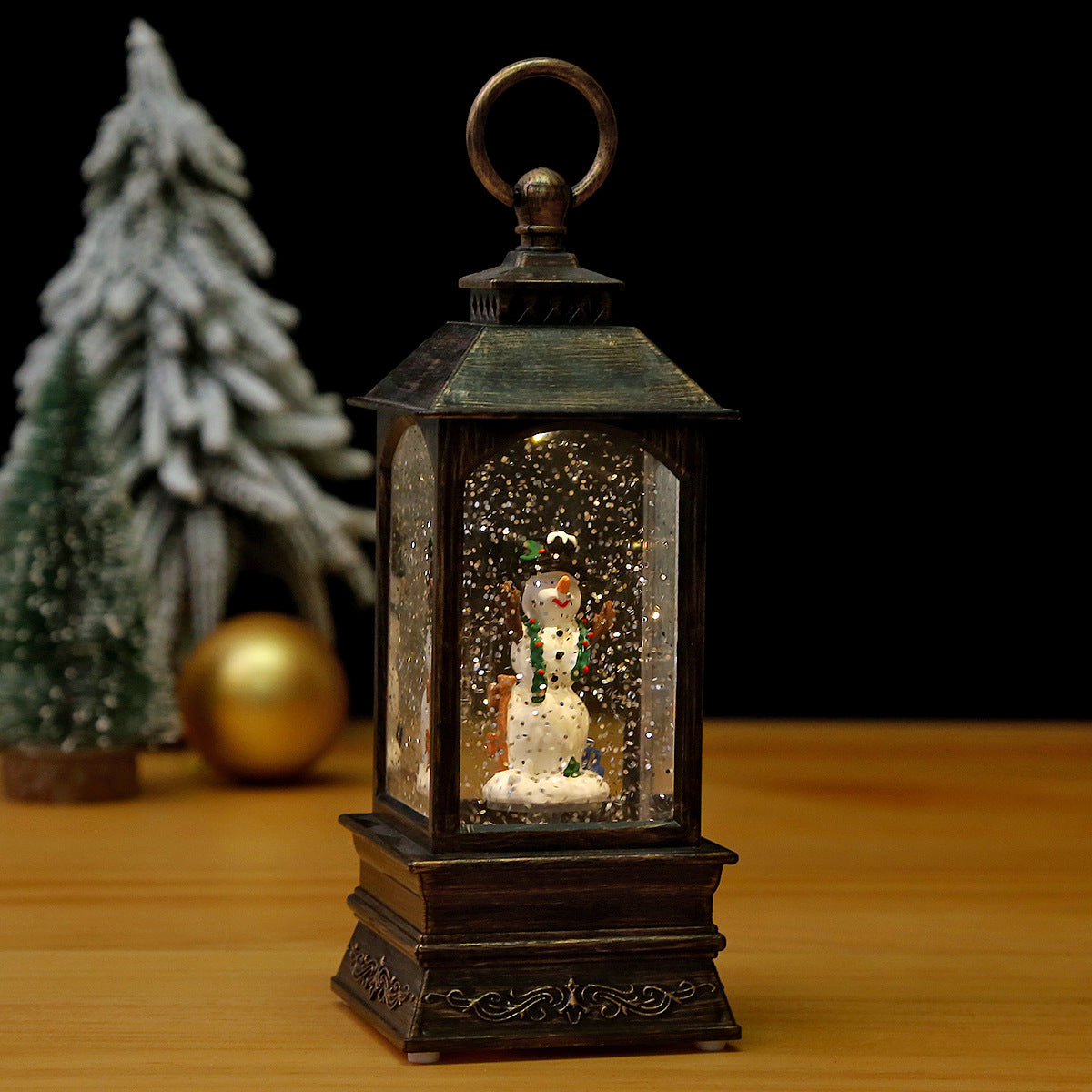 Nostalgische Weihnachtslaterne mit beweglicher Szene Brehn
