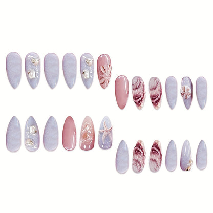 Shell-Decorated Press-On Nail Art Brehn