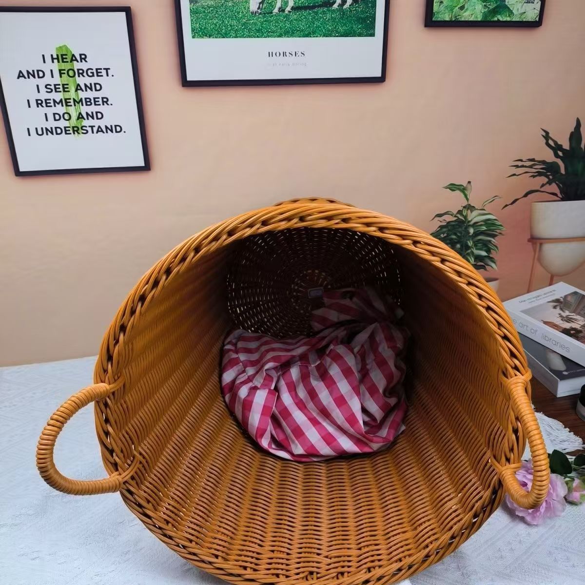 Unisex Robuster Aufbewahrungskorb aus geflochtenem Rattan Brehn