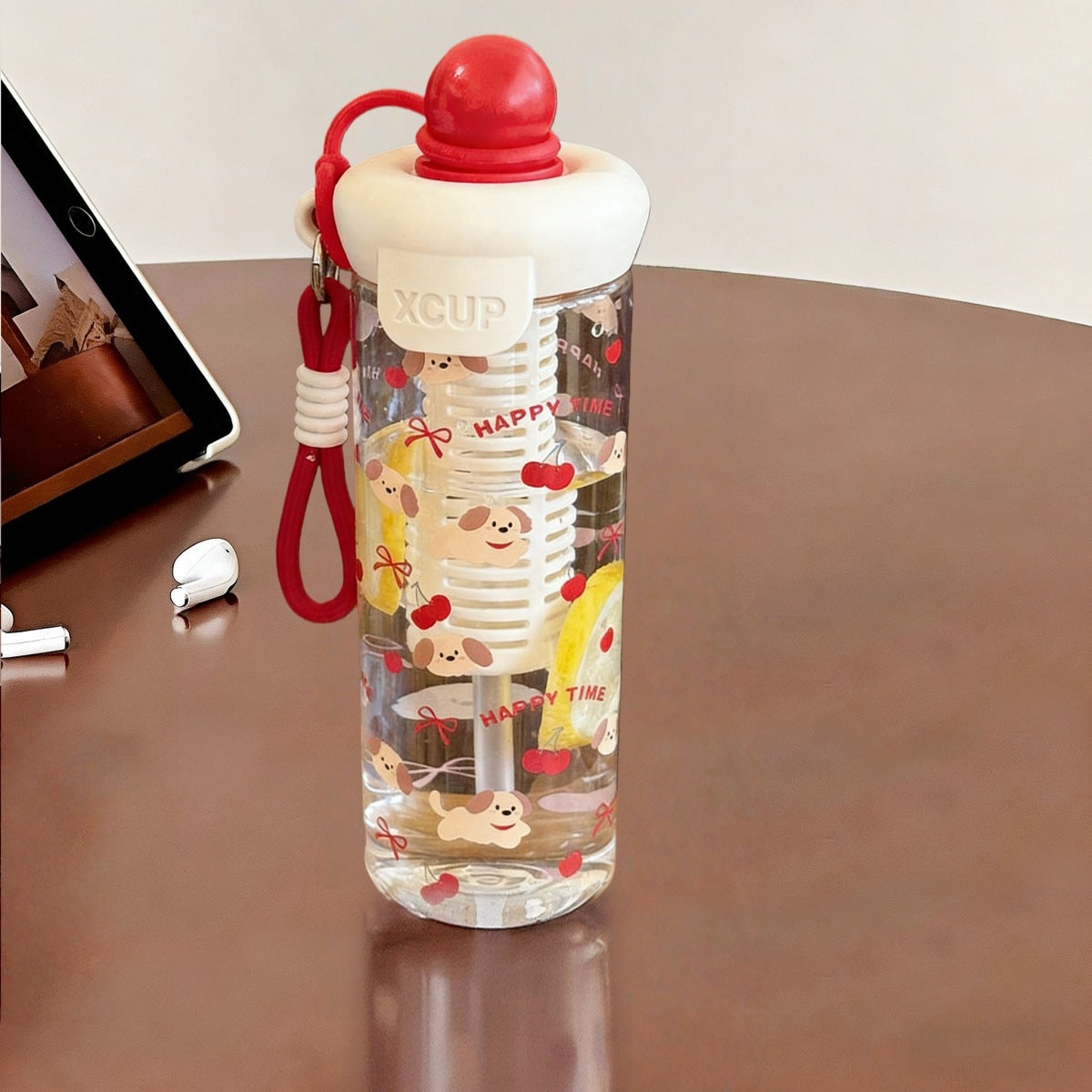 Damen verspielte Trinkflasche mit integriertem Fruchtfilter Brehn