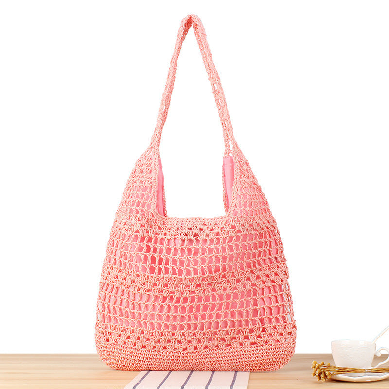 Handtasche mit Blumenapplikation Aus Natürlichem Material Brehn