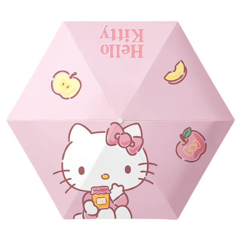 Damen Faltregenschirm mit exklusivem Hello Kitty Design und praktischem Tragemechanismus Brehn