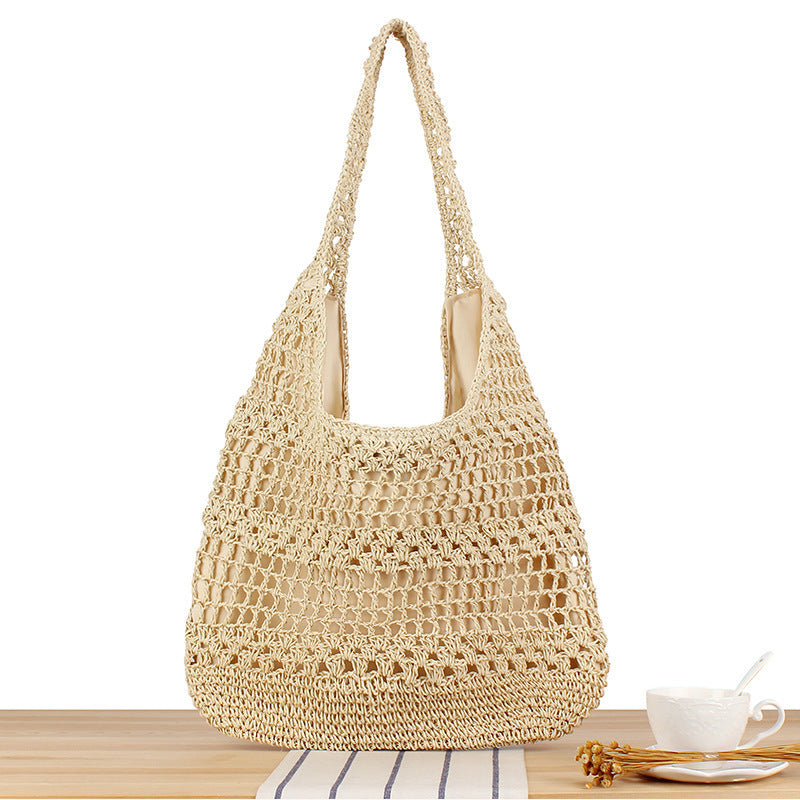 Handtasche mit Blumenapplikation Aus Natürlichem Material Brehn