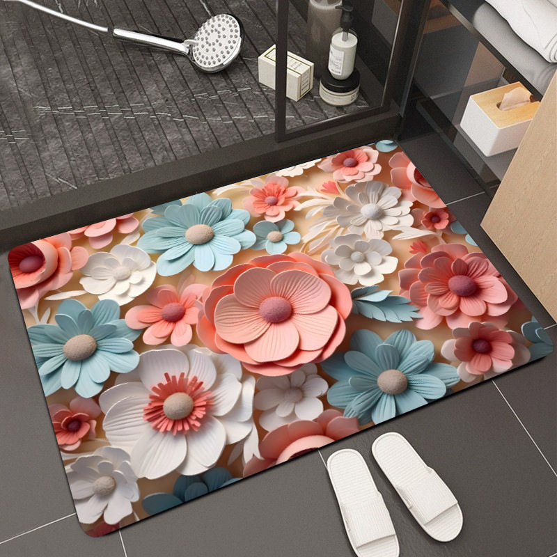 Floral Design Memory Foam Badteppich Brehn