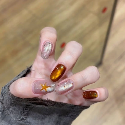 Glitzernde Stern Akzent Nagelkunst Extensions