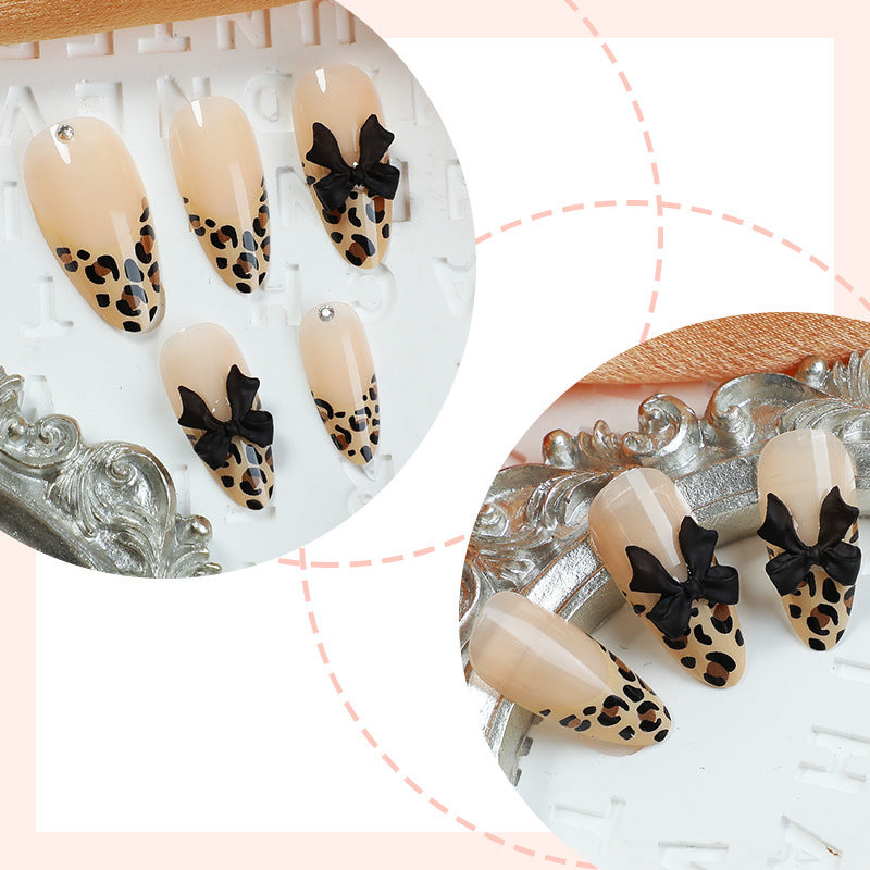 Chic Leopard Print Schleifen Press-On Nagelset Brehn