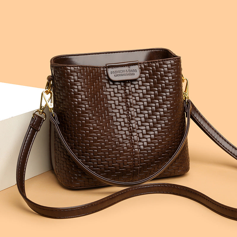 Woven Leather Bucket Bag