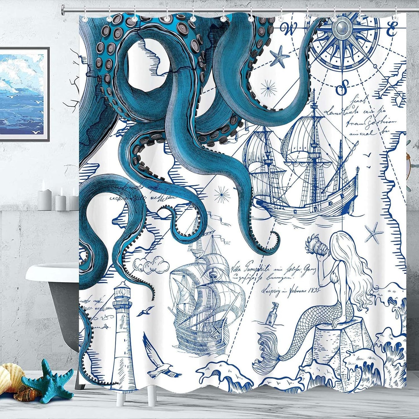 Ocean-Theme Duschvorhang Brehn