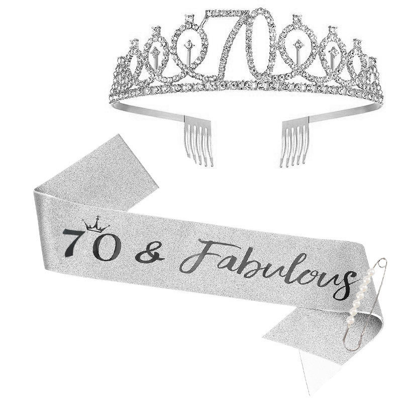 Damen Glitzernde Tiara mit personalisiertem 80. Geburtstagsschriftzug Brehn