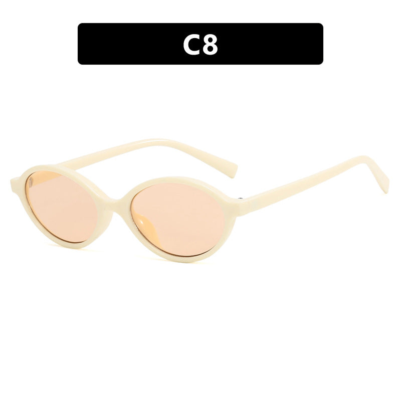 Damen modische ovale Sonnenbrille mit geschwungenem Rahmen und UV-Schutz Brehn