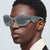 Damen Designer-Sonnenbrille im futuristischen Look mit funkelndem Strassbesatz Brehn