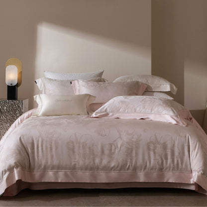Luxus Floral Jacquard Sateen Bettbezug Set