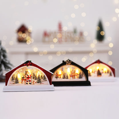 Dekorative Beleuchtete Weihnachtsdorf-Szene