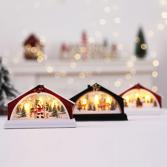 Dekorative Beleuchtete Weihnachtsdorf-Szene