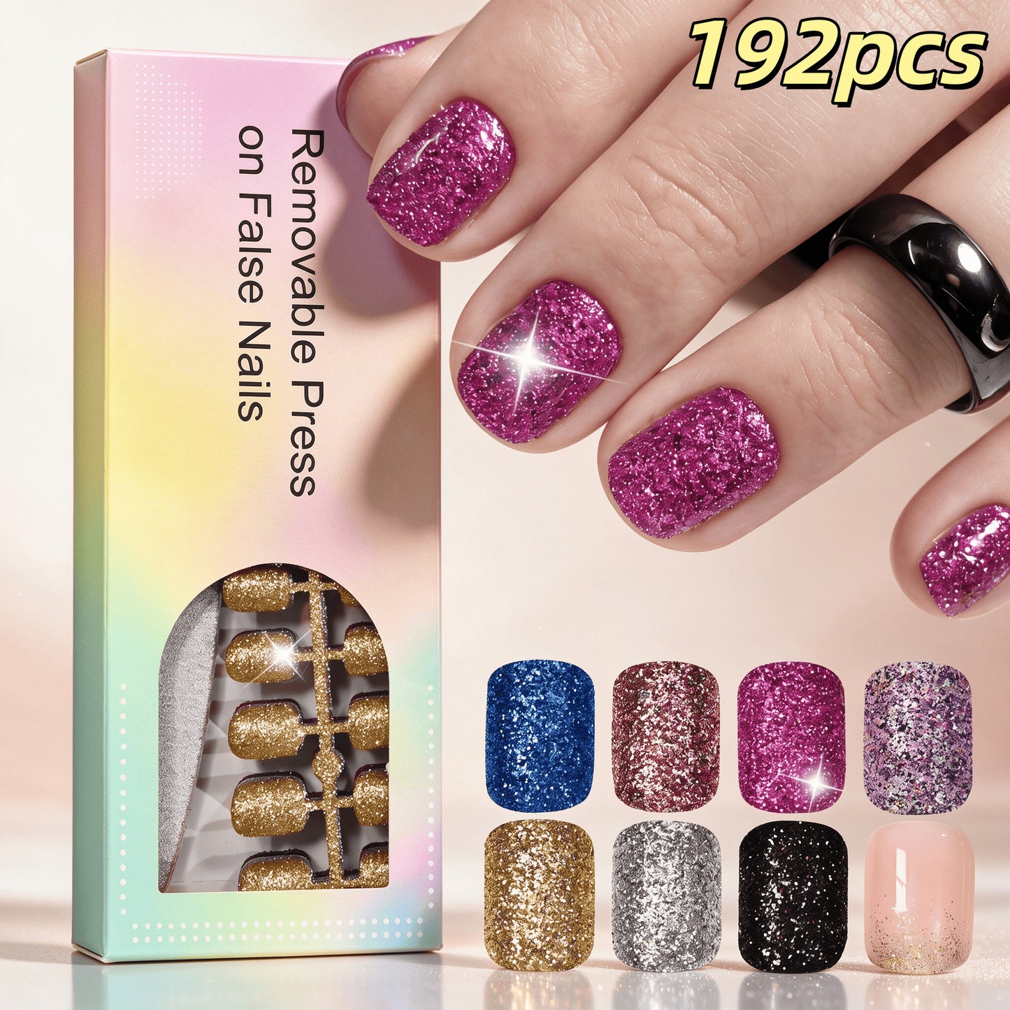 Funkelndes Press-On-Nagelset Brehn