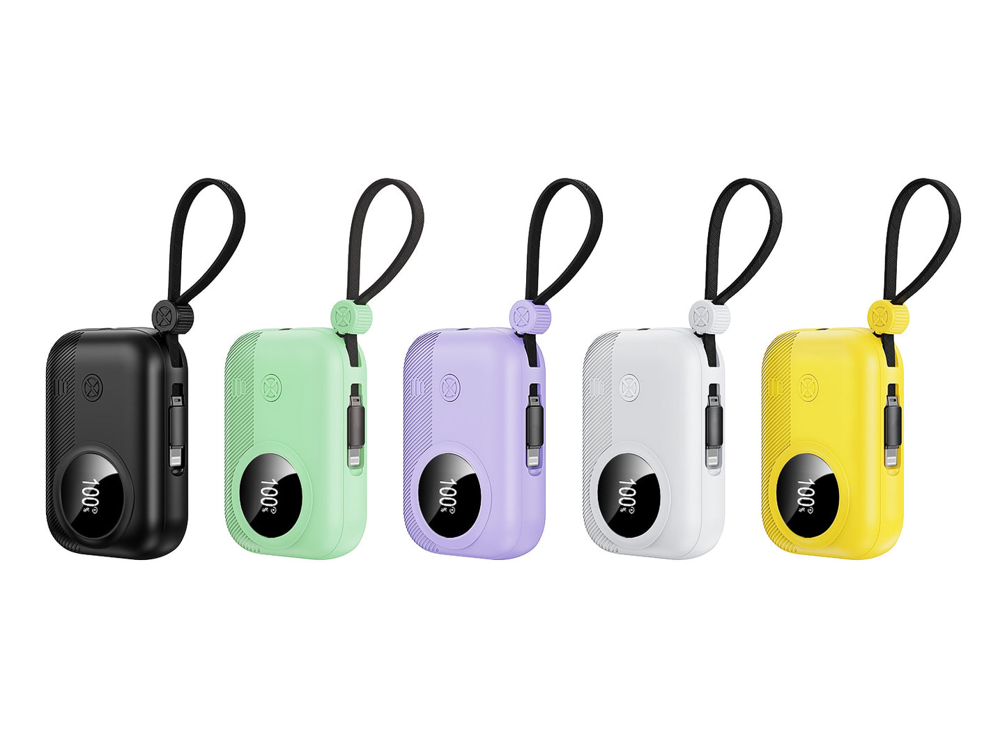 Kompakte Powerbank mit Integriertem Ladestecker und Digitaler Feuchtigkeitsanzeige Brehn