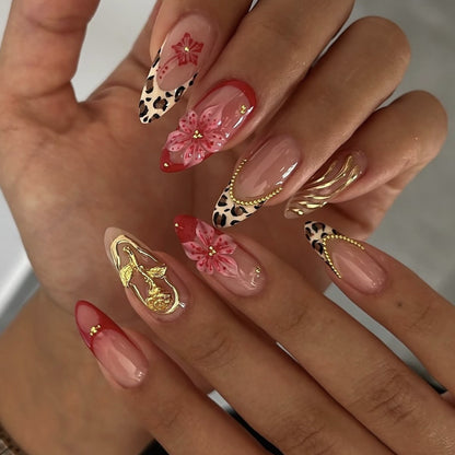 Elegante 3D Blumen- und Tierdruck Nagelkunst Extensions Brehn