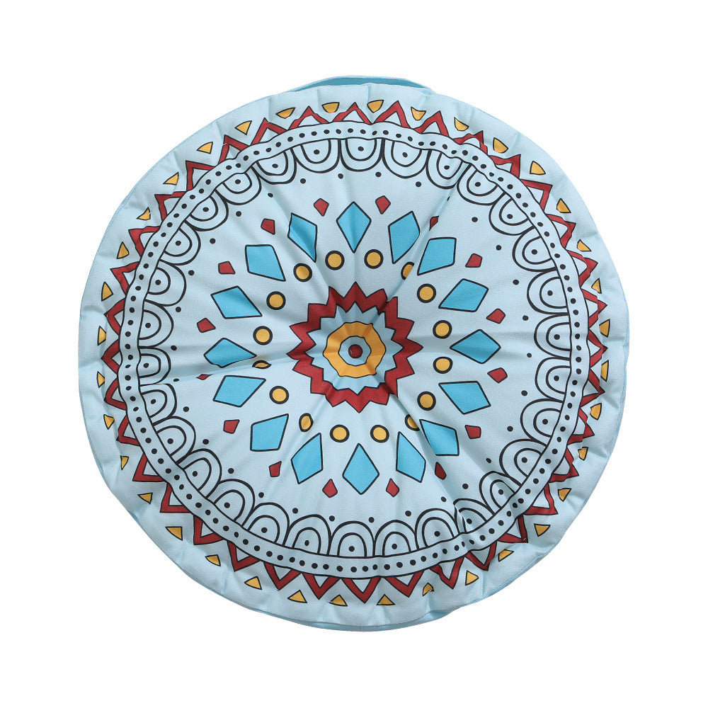 Rundes Sitzkissen mit Mandala-Druck, dick gepolsterte Bodensitzmatte und Tragegriff Brehn