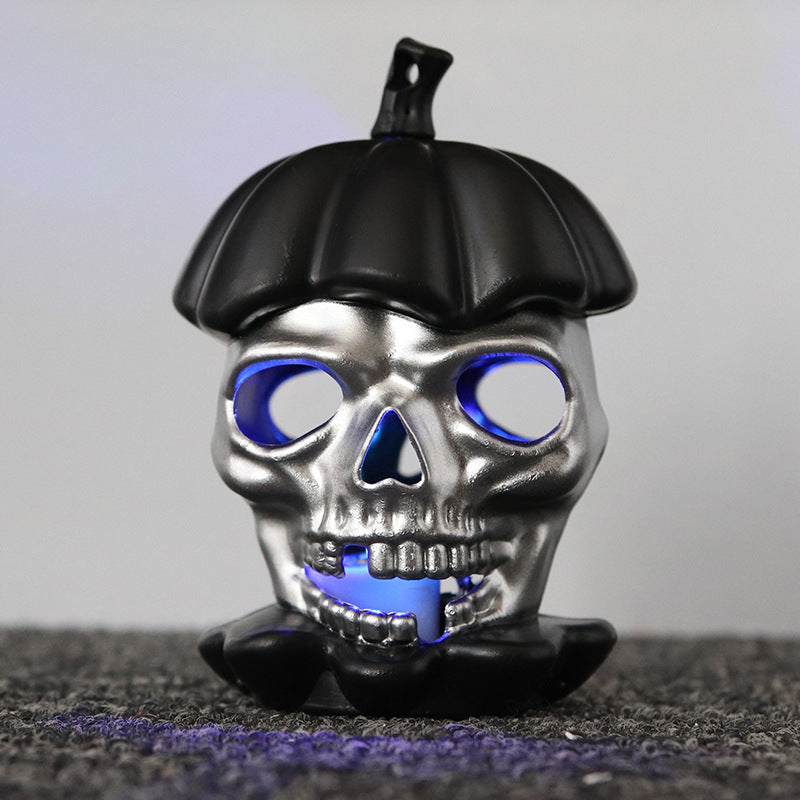 Halloween Dekorationsfigur Skull mit Kürbishut