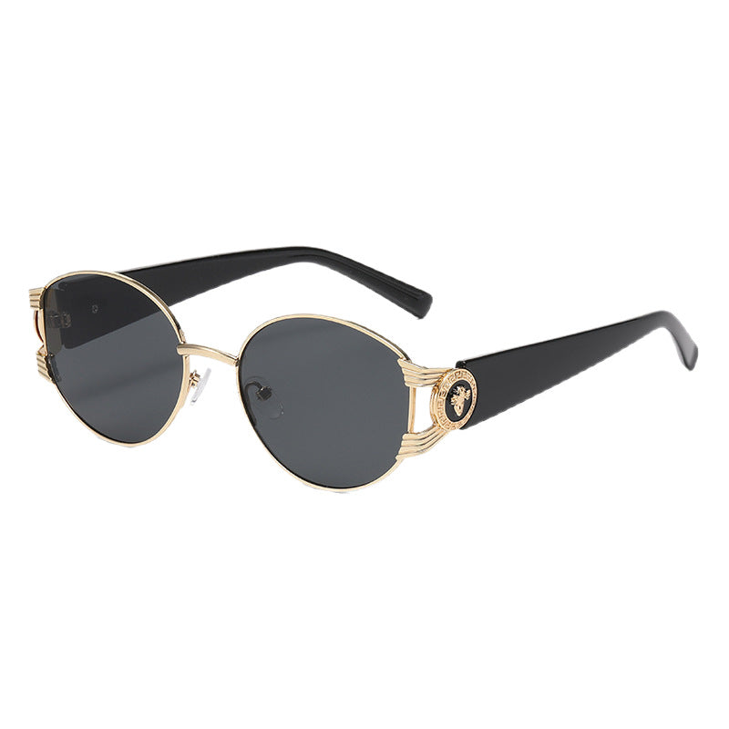 Damen elegante Sonnenbrille mit luxuriösem Metallrahmen und verspiegelten Gläsern Brehn