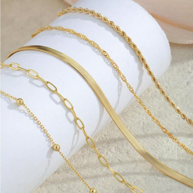 Gestuftes Silberkettchen Armband Set Brehn