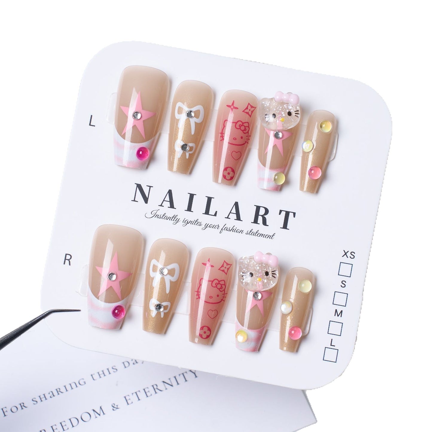 Elegante Stiletto-Press-On-Nägel mit floralem Design Brehn