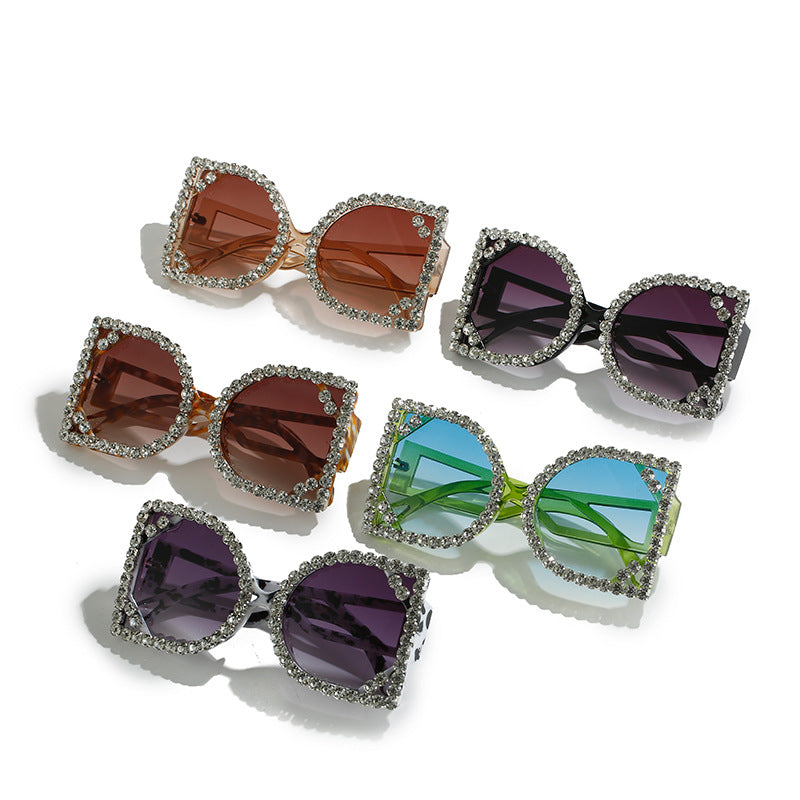 Statement Rhinestone-beschichtete sechseckige Sonnenbrille Brehn