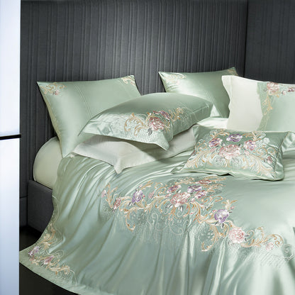 Besticktes Satin-Bettwäsche-Set mit Luxus-Applikationen