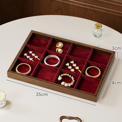 Mehrfach-Compartment Holz Samt-gefütterte Schmuckanzeigetablett